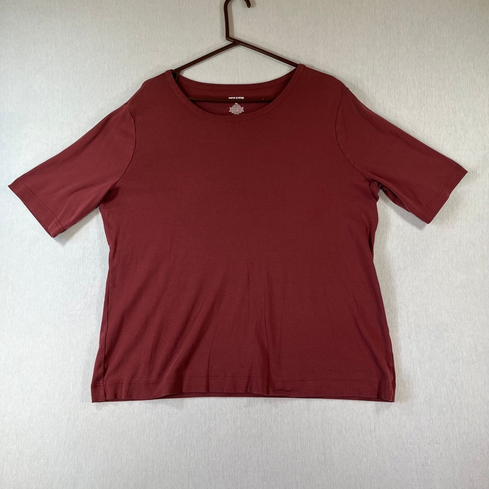 Duluth Trading Top Womens XL Burgundy Maroon 100% Cotton Short Sleeve T-Shirt